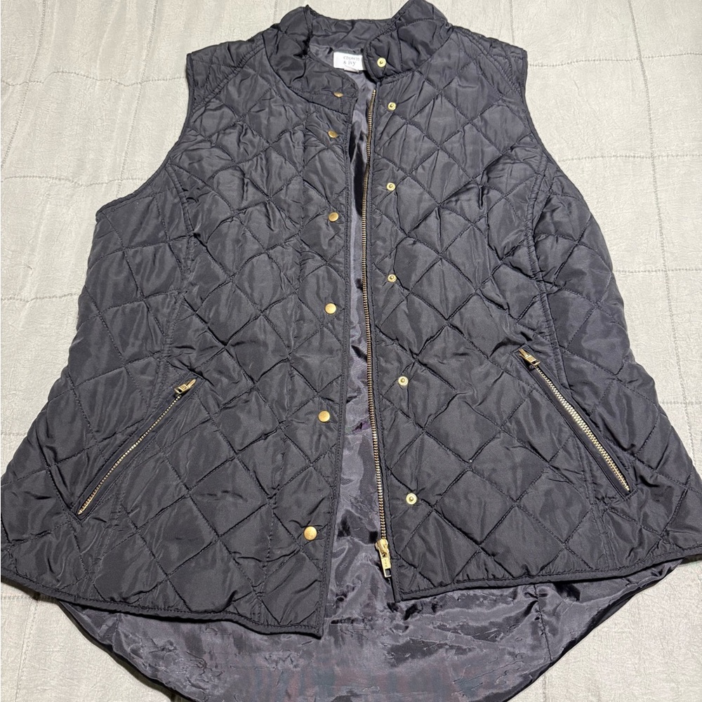 Crown & Ivy Women’s Black Puffer Vest 1X